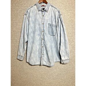 Levi's Signature Men's 2XL Long Sleeve Jean Shirt Casual Work Blue 100% Cotton